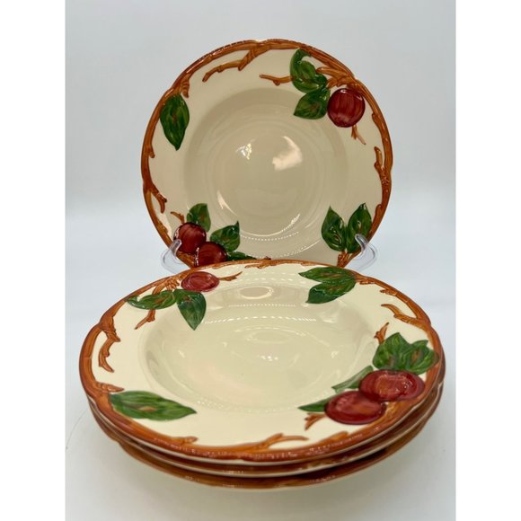 Franciscan Dining Set Of 4 Vintage Large Franciscan Apple Soup Bowls Earthenware Apple